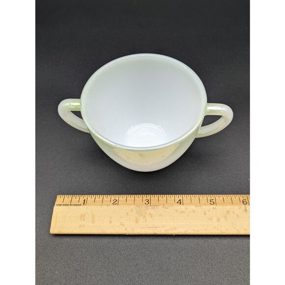 1960's Federal Milk Glass Vintage Soft Green Accent Sugar Bowl - Picture 5 of 6